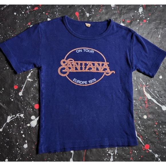 Vintage 1970s Carlos Santana graphic 1978 European tour concert band tee size M - Picture 2 of 8